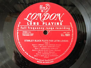 RECORD ONLY!! NO COVER!! STANLEY BLACK PLAYS FOR LATIN LOVERS 1957 London VG+ - Imagen 1 de 2