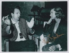 HONOR BLACKMAN 007 JAMES BOND SIGNED AUTOGRAPH GOLDFINGER WITH DIRECTOR ON SET