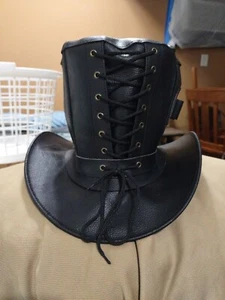 Genuine Leather Steampunk Tall Top Hat - Picture 1 of 8