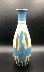 Vintage Japan Inarco Flower Vase Iris Bud 6” Blue Weed Pot - Picture 1 of 6