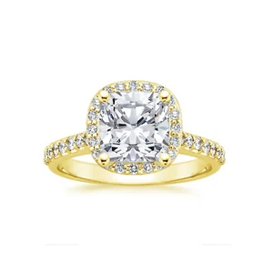 1.20 Ct Round Cut Simulated Diamond Wedding Ring 14K Real Yellow Gold Size 7 8 - Picture 1 of 4