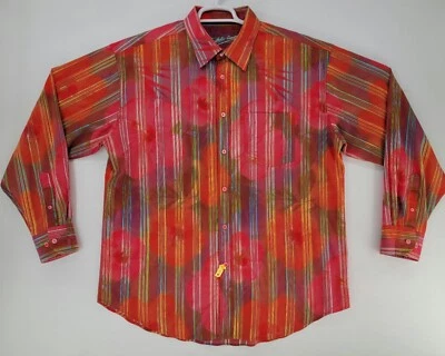 Bugatchi Uomo Mens XL Hibiscus Floral Watercolor Button Down Dress Shirt - Image 1 of 4