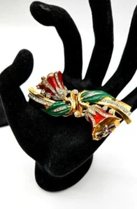 1939 CORO DUETTE Enamel & Rhinestone "Quivering Bell Flower" Trembler Brooch - Picture 1 of 7