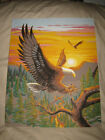 Completed Paint By Number 16x20 Painting - Bald Eagles At Sunset