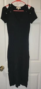 WOMEN'S Michael Kors Black Long Cotton Ribbed Dress Size S - Picture 1 of 4