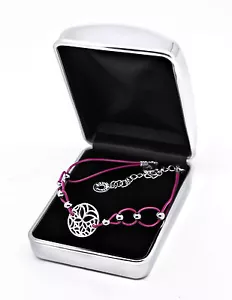 Personalised Womens Stylish Friendship Jewellery Bracelet Engraved Chrome Box - Picture 1 of 4