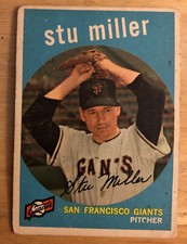 1959 Topps Stu Miller Baseball Card #183 Giants Pitcher Low-Grade Poor