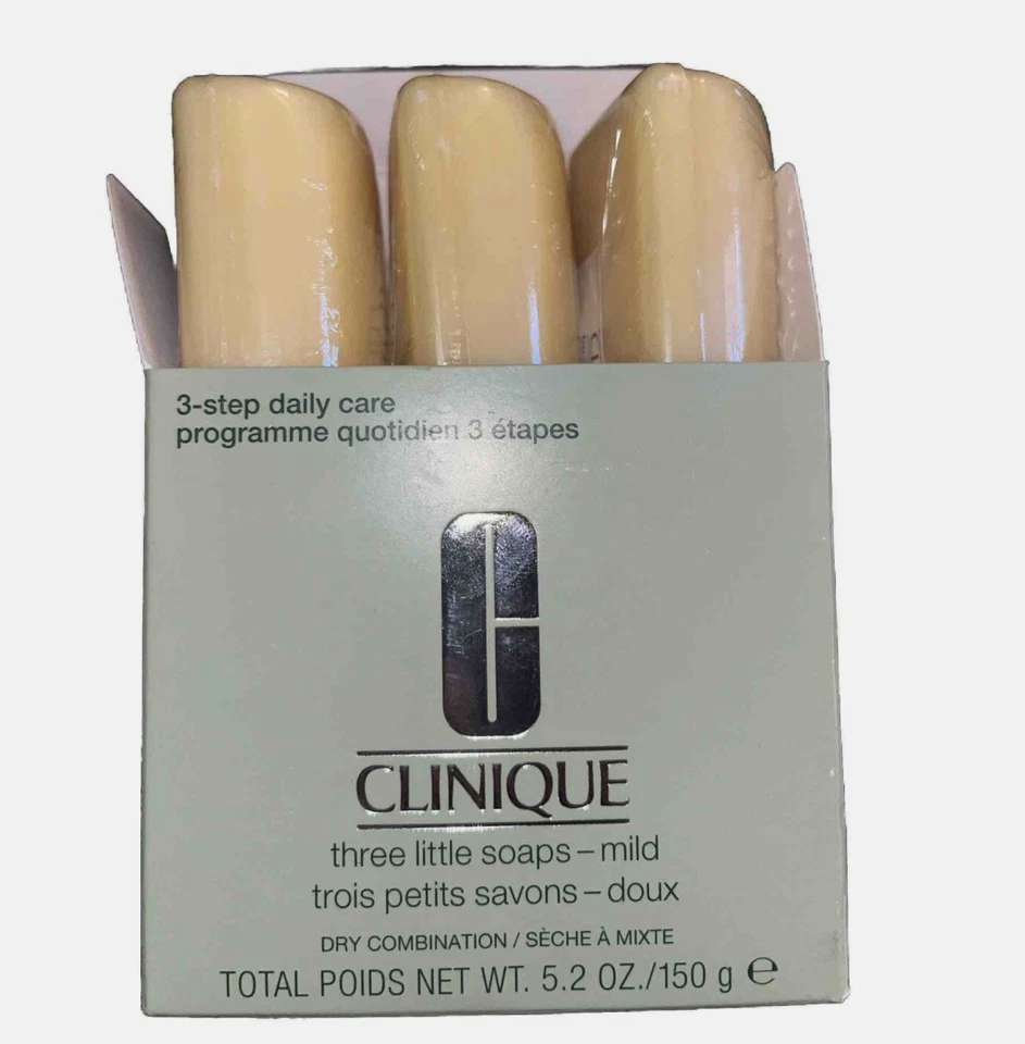 Clinique Three ( 3 ) Little Soaps Mild For Dry Combination Skin Type 2 NEW boxed - Image 1 of 1