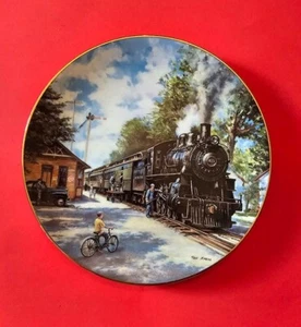 1991 The Morning Local Collector Plate by Theodore A. Xaras Railroad Hamilton - Picture 1 of 2
