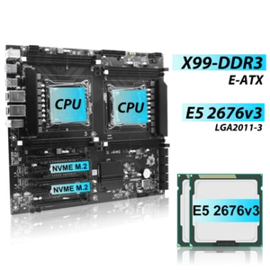 DDR3 X99 ATX Gaming Motherboard Black + 2x Intel LGA2011-3 E5-2676/2678 V3 CPU - Picture 1 of 24