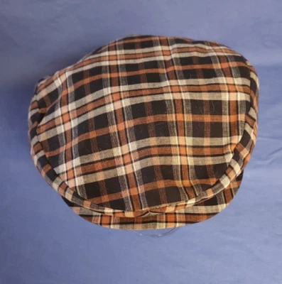 De Colección Marrón Tostado Negro Cuadros Newsboy Taxista Conducción Sombrero Gorra Malla Forrada 7 1/8" Foto 1 de 4