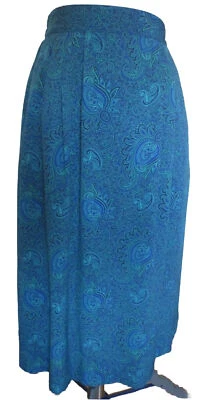 Falda Manzana Años 80 Azul Paisley Elástica Cintura Trasera Talla 4P Nueva con Etiquetas Foto 1 de 4