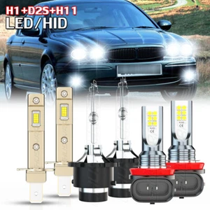 For Jaguar X-Type 2004 2005 -2008 LED Headlight Fog Light bulb Kit H1+D2S+H11 - Picture 1 of 17