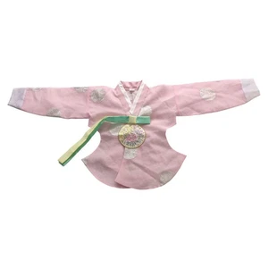 Formelle rosa Hanbok Jacke mit bestickten pastellfarbenen Blumen Kinder/Mädchen Größe 9 - Bild 1 von 9