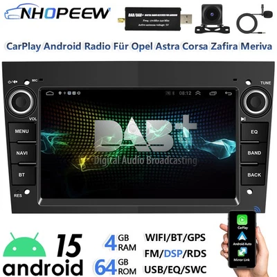DAB+ 8Core 4+64GB Android15 Autoradio Carplay Für Opel Astra Corsa Zafira Meriva - Bild 1 von 4