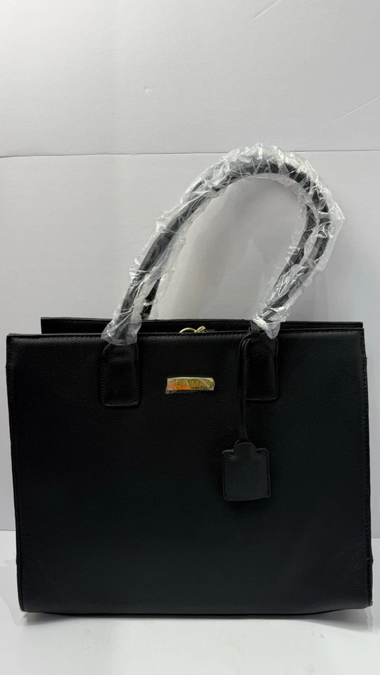 Nuevo bolso de mano de cuero negro JOY & IMAN con bolsillos organizadores Foto 1 de 4