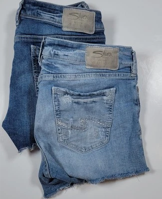 Lote 29 Pantalones Cortos Jeans Plateados Berkley+Aiko Elastizados Denim Deshilachado Dobladillos  Foto 1 de 4