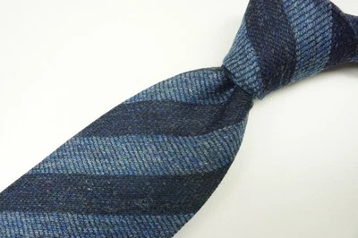 Cesare Attolini Dark Blue Ocean Striped Wool Blend Woven Tie BRAND NEW - Image 1 of 4