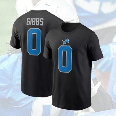HOT 2025! Jahmyr Gibbs #0 Detroit Li.ons Name & Number Shirt Special For Fans - Image 1 of 4