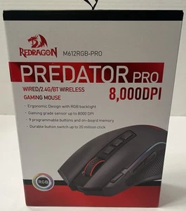 Redragon M612 Predator RGB Gaming Mouse, 8000 DPI Wireless/Wired Optical Mouse - Picture 1 of 2