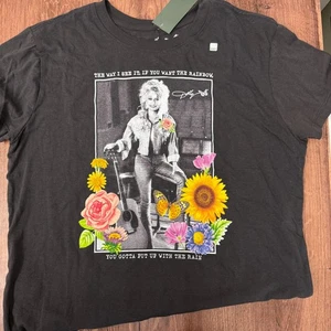 NUEVO CON ETIQUETAS Camiseta Gráfica Dolly Parton Para Mujer Mediana Negra Rainbow Quote Camiseta NUEVA - Imagen 1 de 4
