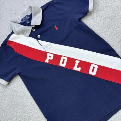 Polo Ralph Lauren Polo Shirt Boys 7 Navy Red Sash Logo Short Sleeve Cotton - Image 1 of 4