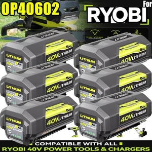 1-6x 6.0AH 8.0AH Replace For Ryobi 40V Lithium OP40602 OP4050 Battery With LED - Picture 1 of 33