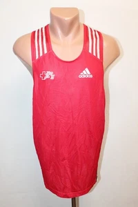 Switzerland SLV FSI Adidas Vintage Vest Running Sleeveless Jersey Size M 90s Red - Picture 1 of 12