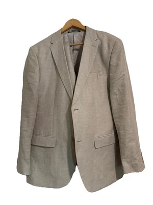 PERRY ELLIS Linen /Cotton Beige Casual Career Suit SZ 42R E11 - Image 1 of 4