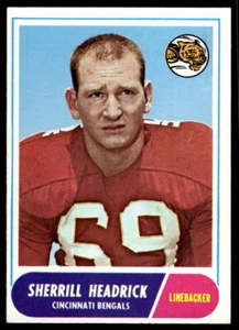 1968 Topps #96 Sherrill Headrick Cincinnati Bengals - Imagen 1 de 2