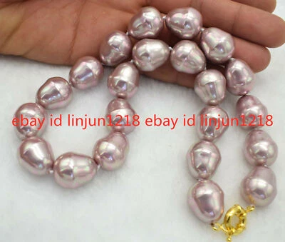 ENORME COLLAR DE PERLAS BARROCAS MORADAS MAR DEL SUR 20 MM MODA GRANDE AAA++ 18" Foto 1 de 4