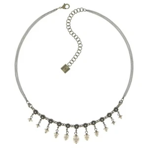 Konplott Halskette Collier Pearl 'n' Ribbons white antique brass - Bild 1 von 3