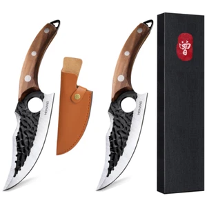 2PCS Chef Knife Japanese Kitchen Knives w/ Sheath Gift Box for Hunting Camping - Picture 1 of 12