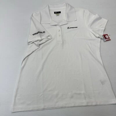 Nuevo polo Greg Norman bordado Boeing Washington DC para mujer talla L blanco golf Foto 1 de 4