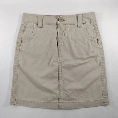 Falda lápiz hidráulica frontal plana beige caqui para mujer talla 3/4 Foto 1 de 4