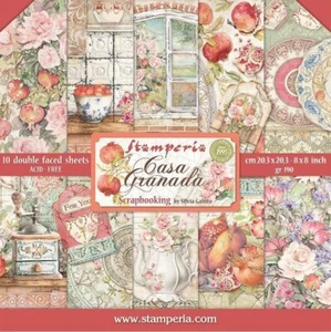 Stamperia CASA GRANADA - 8" X 8" Double Sided Paper - 10 SHEETS - Picture 1 of 11