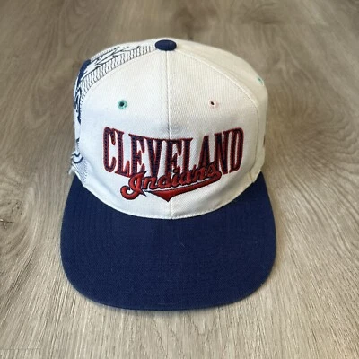 Vintage Cleveland Indians Sports Specialties Laser Shadow Snapback Hat Cap Flaws - Image 1 of 4