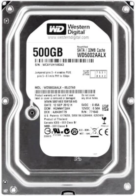Disco Rigido WD Black WD5002AALX 500GB 7200U/Min 32MB Cache SATA III 3.5'' Zoll - Immagine 1 di 3