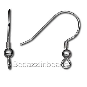 100 Gunmetal Ball & Coil Fishhook Hook Earring Findings With Open Loop Ring - Picture 1 of 1
