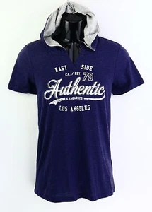 T-Shirt Gr. 40/42 Dunkelblau bedruckt Herren Kapuzenshirt Oberteil RPW - Bild 1 von 1