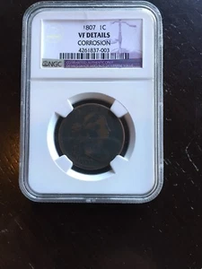 1807 DRAPED BUST LARGE 1 CENT VF DETAILS NGC - Picture 1 of 2