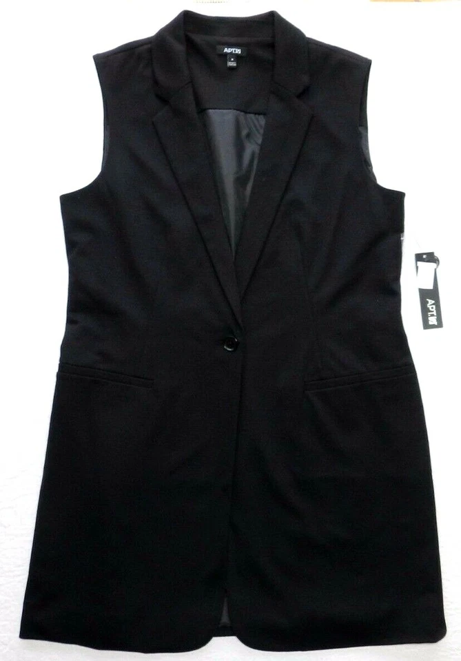 Women's Vest APT.9 size MEDIUM black very dark gray office Jacket $60 NEW (ab95) - Image 1 of 1