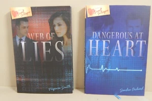 Lot of 2 Annies Sweet Intrigue Mystery Novels Web Of Lies Dangerous Heart HC DJ - Picture 1 of 24