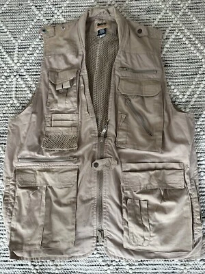 VTG Humvee Safari Photo Zip Pockets Khaki Tan Vest – Size XLarge - Image 1 of 4