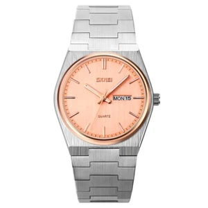 SKMEI Mens Watch Rose Gold Silver Steel - Quartz Wristwatch Brand Male Date - Picture 1 of 4