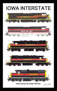 Póster de locomotoras interestatales de Iowa 11"x17" en alfombrilla de 12"x18" firmado por Andy Fletcher - Imagen 1 de 1