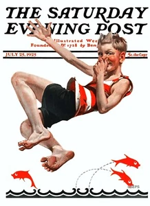 Sábado por la noche post 1925 reproducción de portada con estampado de Giclee caja de natación - Imagen 1 de 1