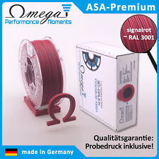 Omega Premium ASA Filament, 1.75mm, 1kg, Signalrot ~ RAL 3001, mit Probedruck