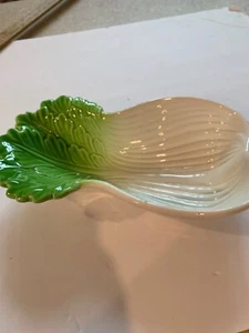 Celery Vegetable Dish Japan. Shaped In Piece Of Celery With Green Leaves - Picture 1 of 9
