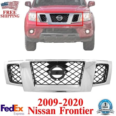 Conjunto de rejilla carcasa cromada/inserto negro pintado para Nissan Frontier 2009-2020 Foto 1 de 4